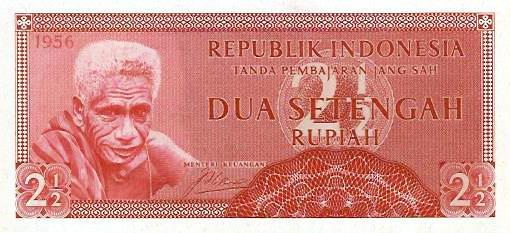 Indonesia - 2 1/2 Rupias 1956 (# 75)