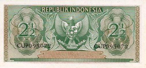 Indonesia - 2 1/2 Rupias 1956 (# 75)