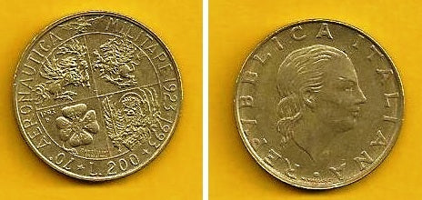 Itália - 200 Liras 1993 (Km# 155)