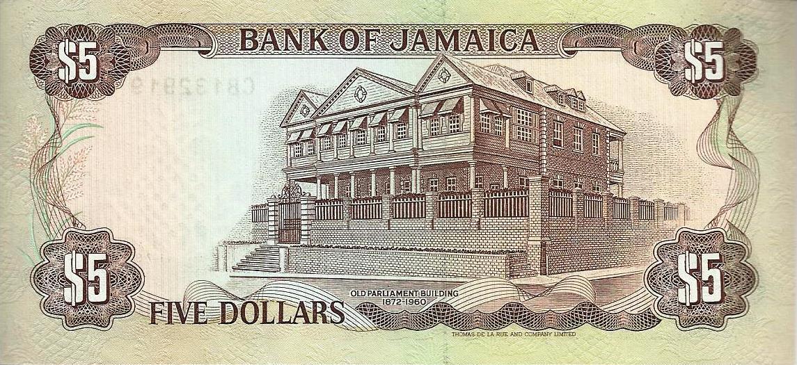 Jamaica - 5 Dolares 1991 (# 70d)