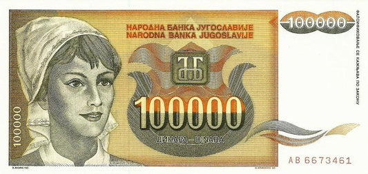 Jugoslavia - 100000 Dinara 1993 (# 118)