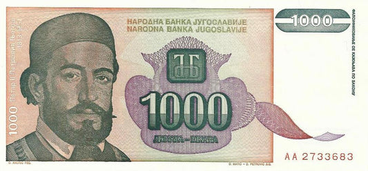 Jugoslavia - 1000 Dinara 1994 (# 140a)