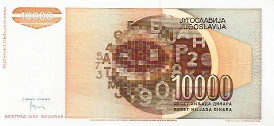 Jugoslavia - 10000 Dinara 1992 (# 116a)