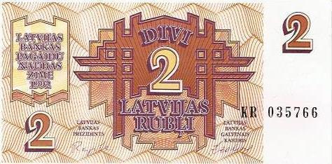 Letónia - 2 Rublis 1992 (# 36)