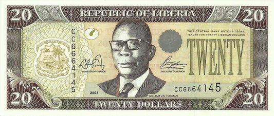 Liberia - 20 Dolares 2003 (# 28a)