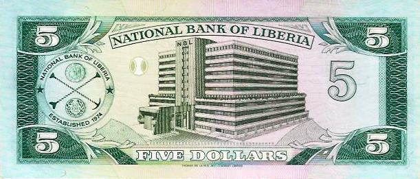 Liberia - 5 Dolares 1991 (# 20)