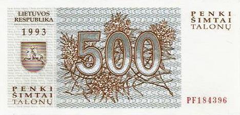 Lituania - 500 Talonas 1993 (# 46)