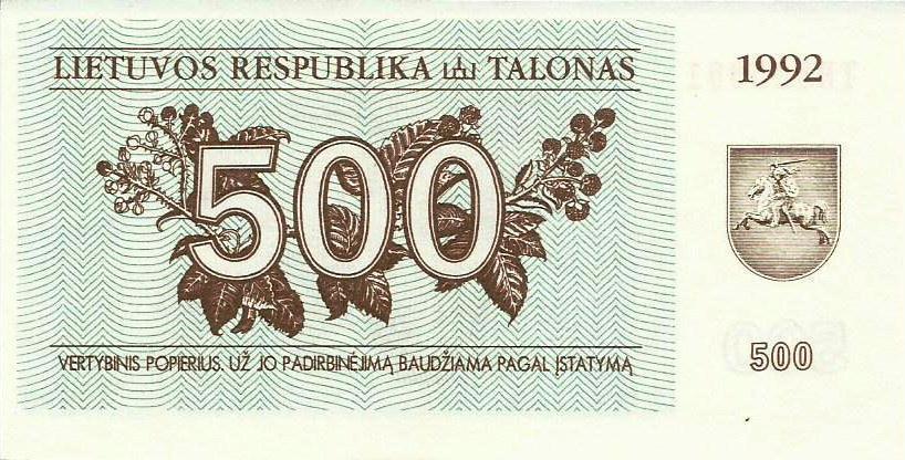 Lituania - 500 Talonas 1992 (# 44)