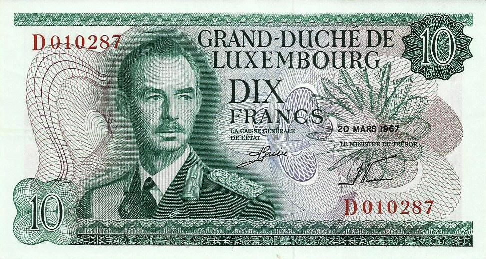 Luxemburgo - 10 Francos 1967 (# 53a)