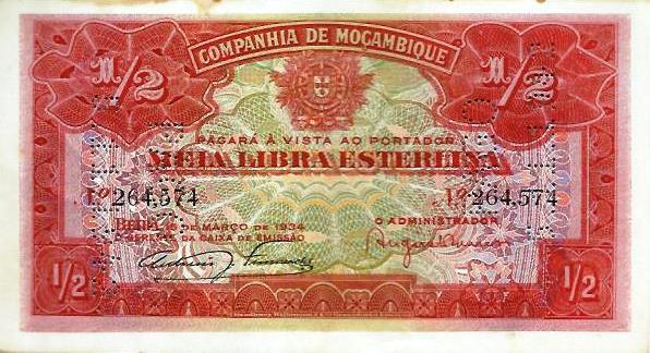Moçambique - 1/2 Libra Esterlina 1934 (# R30)