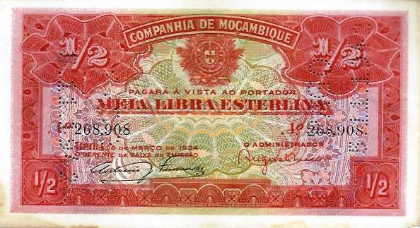 Moçambique - 1/2 Libra Esterlina 1934 (# R30)