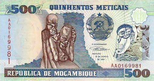Moçambique - 500 Meticais 1991 (# 134)