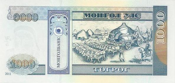 Mongolia - 1000 Tugrik 2011 (# 67)