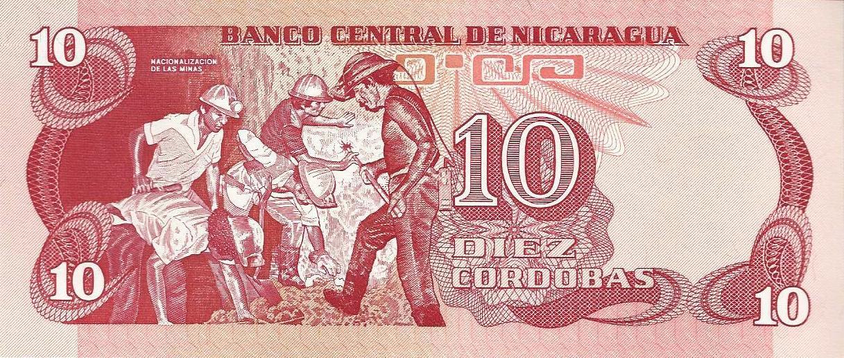 Nicaragua - 10 Cordobas 1979 (# 134)