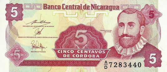 Nicaragua - 5 Centavos Cordoba 1991 (# 168a)