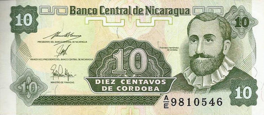 Nicaragua - 10 Centavos Cordoba 1991 (# 169)