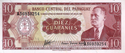 Paraguai - 10 Guaranies 1952 (# 196b)
