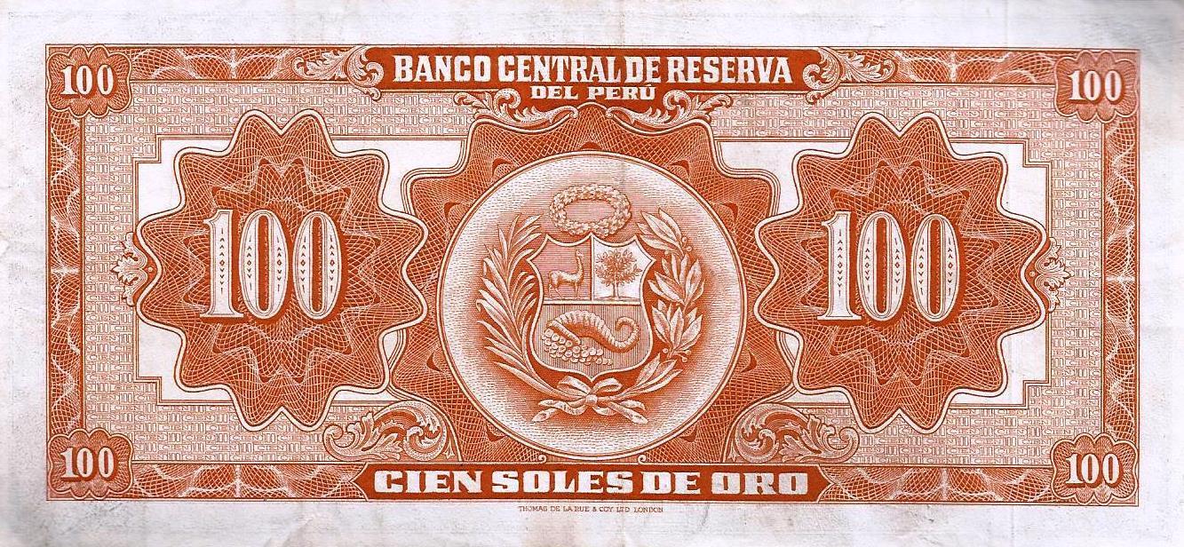 Peru - 100 Soles Ouro 1954 (# 73)