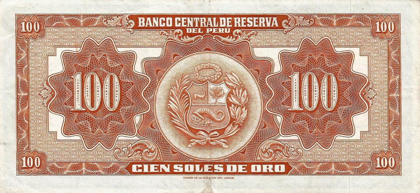 Peru - 100 Soles Ouro 1951 (# 73)
