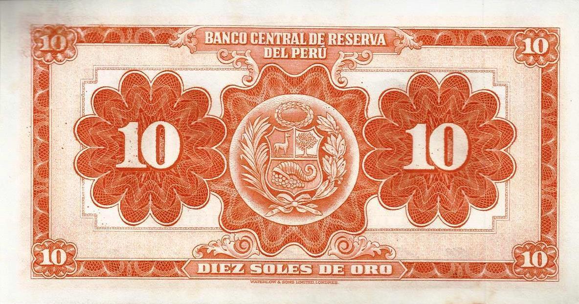 Peru - 10 Soles Ouro 1958 (# 82)