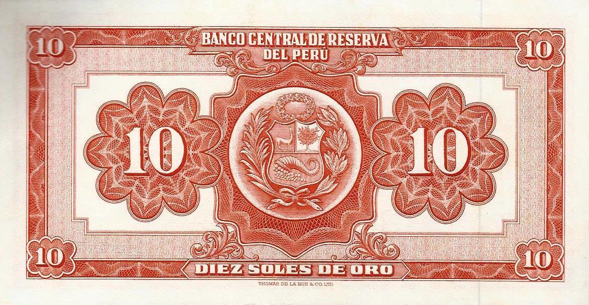 Peru - 10 Soles Ouro 1961 (# 84a)