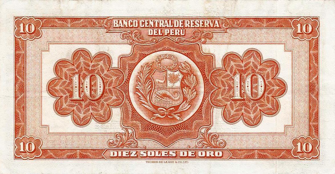 Peru - 10 Soles Ouro 1955 (# 71a)