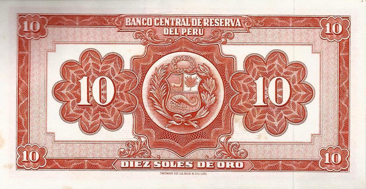 Peru - 10 Soles Ouro 1967 (# 84a)