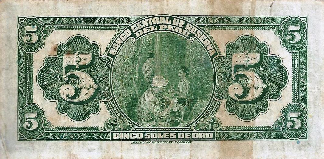 Peru - 5 Soles Ouro 1939 (# 66a)