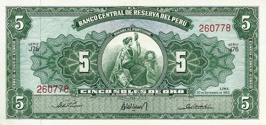 Peru - 5 Soles Ouro 1963 (# 83a)