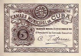 Portugal - 5 Centavos 1919 (# Nl) Camara M. Cuba