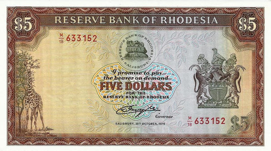 Rodésia - 5 Dolares 1978 (# 36b)