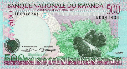 Ruanda - 500 Francos 1998 (# 26)