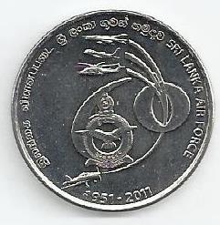 Sri Lanka - 2 Rupias 2011 (Km# 184) Jubileu Platina Força Aerea