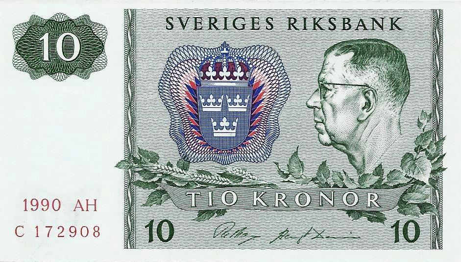 Suécia - 10 Kronur 1990 (# 52e)
