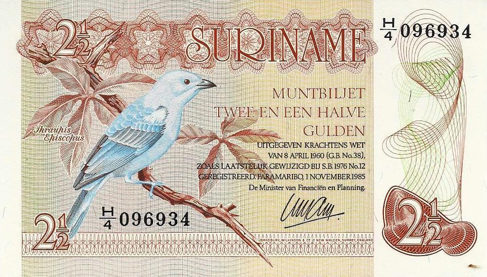 Suriname - 2 1/2 Gulden 1985 (# 24b)