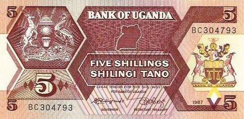 Uganda - 5 Shillings 1987 (# 27)