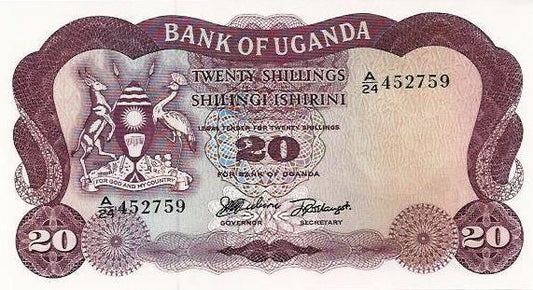 Uganda - 20 Shillings 1966 (# 3a)