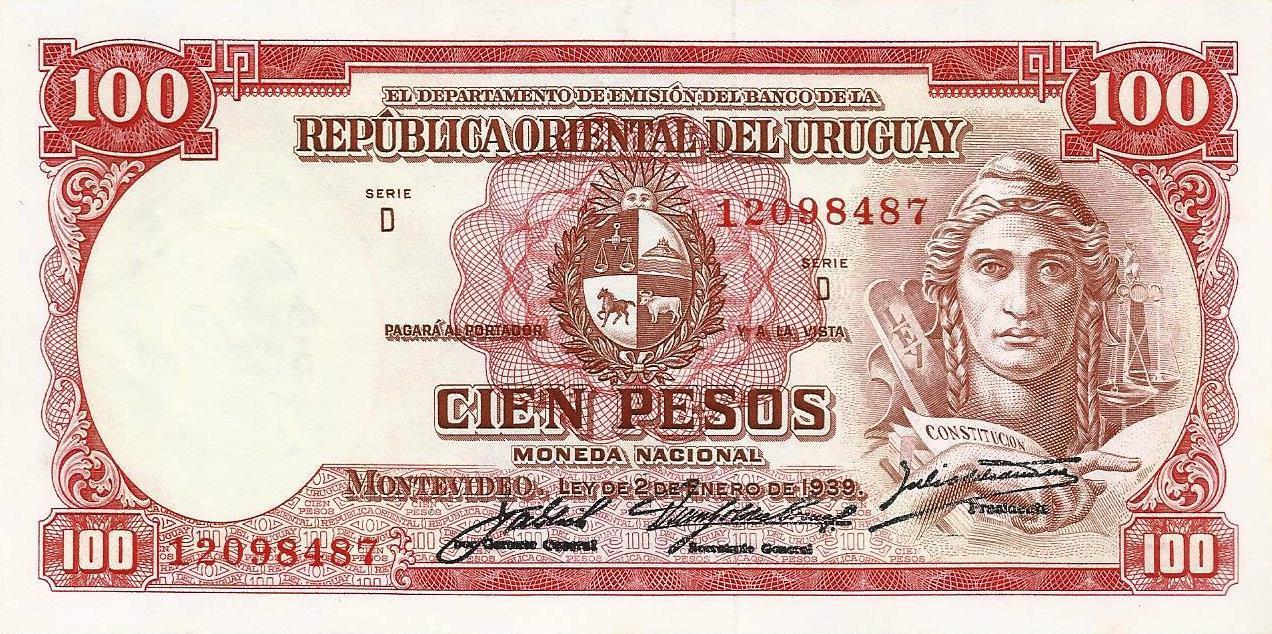 Uruguai - 100 Pesos 1939 (# 43)
