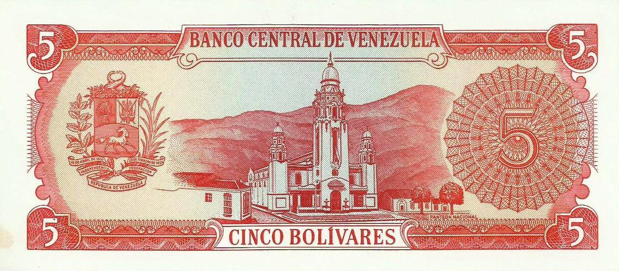 Venezuela - 5 Bolivares 1989 (# 70b)