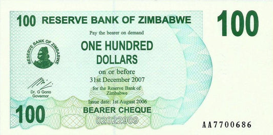 Zimbabwé - 100 Dolares 2006 (# 42)