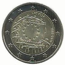 Letonia - 2 Euro 2015 (Km# 172) 30 Anos Bandeira