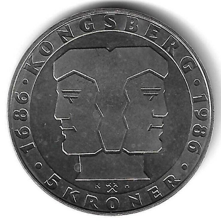 Noruega - 5 Kroner 1986 (Km# 428) Aniversario Casa Moeda