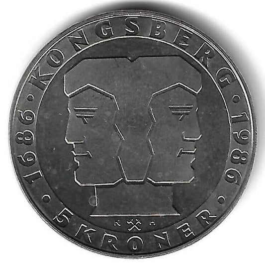 Noruega - 5 Kroner 1986 (Km# 428) Aniversario Casa Moeda