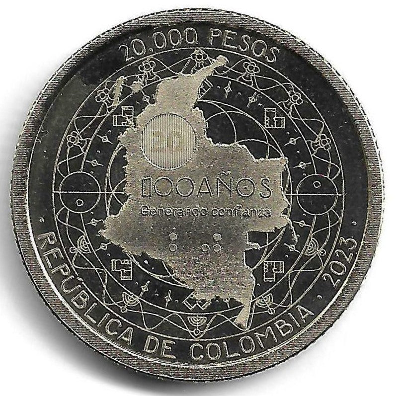 Colombia - 20000 Pesos 2023 (Km# 306) 100º Anivº Banco Central