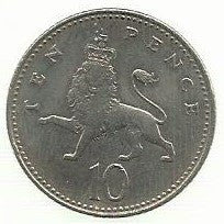 Inglaterra - 10 Pence 1992 (Km# 938b)