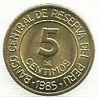 Peru - 5 Centimos 1985 (Km# 292)