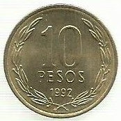 Chile - 10 Pesos 1992 (Km# 228)