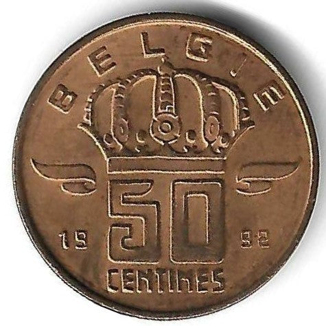 Belgica - 50 Centimos 1992 (Km# 148)