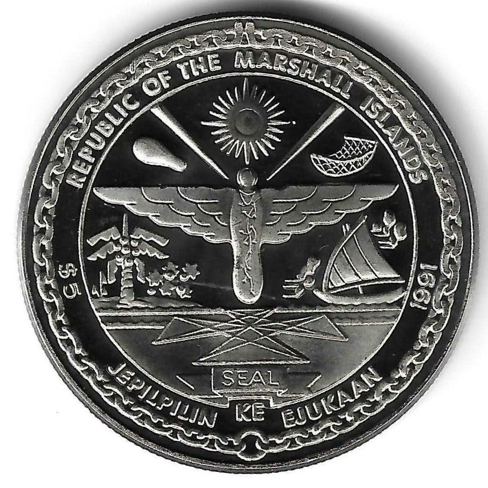 ilhas Marshall - 5 Dolares 1981 (Km# 37) Space Shuttle Columbia