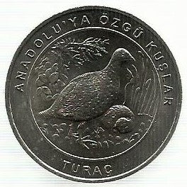 Turquia - 1 Kurus 2018 (Km# Novo) Black Francolin